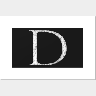 D in Roman White Marble Latin Alphabet Letter Sticker Posters and Art